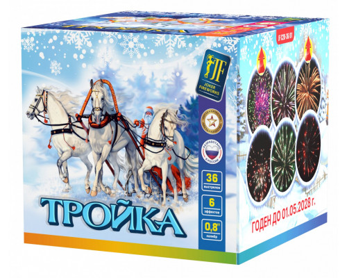 Фейерверк салют 0.8 калибр 36 выстрелов 45 сек. JF C20-36/01 Тройка (Joker Fireworks)