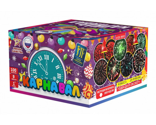 Фейерверк салют 1 калибр 100 выстрелов 75 сек. JF C25-100/01 Карнавал (Joker Fireworks)