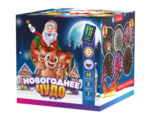 Фейерверк салют 1 калибр 36 выстрелов 35 сек. JF C25-36/01 Новогоднее чудо (Joker Fireworks)