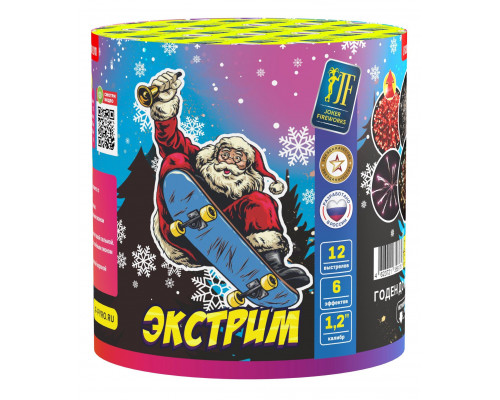 Фейерверк салют 1.2 калибр 12 выстрелов 25 сек. JF C30-12/01 Экстрим (Joker Fireworks)