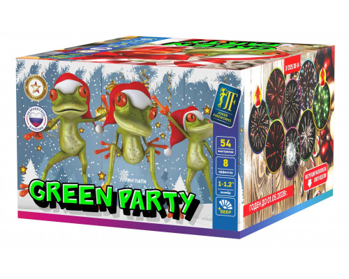 Фейерверк салют 1-1,2 калибр 54 выстрелов  сек. JF CV25/30-54 (C29) Green Party (Joker Fireworks)