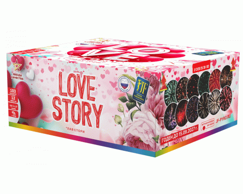 Фейерверк салют 0,8-1-1,2 калибр 103 выстрелов  сек. JF CV20/25/30-103 LOVE STORY (Joker Fireworks)