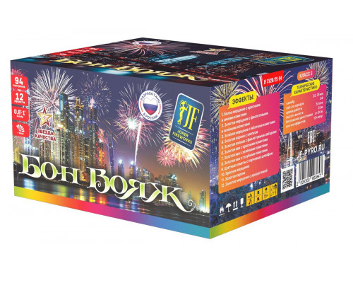 Фейерверк салют 0,8-1 калибр 94 выстрелов  сек. JF CV20/25-94 (C28) Бон Вояж (Joker Fireworks)