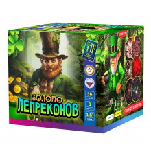 Фейерверк салют 1.6 калибр 36 выстрелов  сек. JF C40-36/01 Золото Лепреконов (Joker Fireworks)