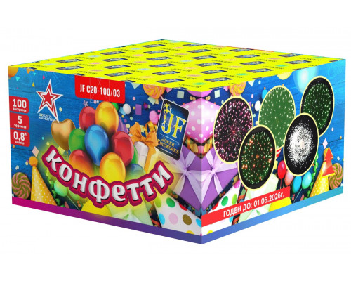 Фейерверк салют 0.8 калибр 100 выстрелов  сек. JF C20-100/03 Конфетти (Joker Fireworks)