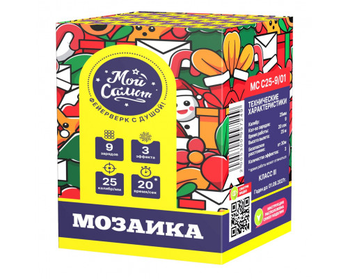 Фейерверк салют 1 калибр 9 выстрелов  сек. MC C25-9/01 Мозаика (Joker Fireworks)