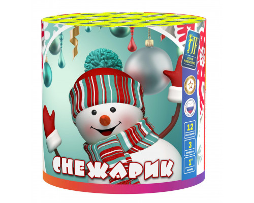 Фейерверк салют 1 калибр 12 выстрелов  сек. JF C25-12/01 Снежарик (Joker Fireworks)